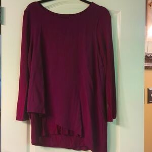 Chicos Burgundy Asysemtrical Long Sleeve Top
